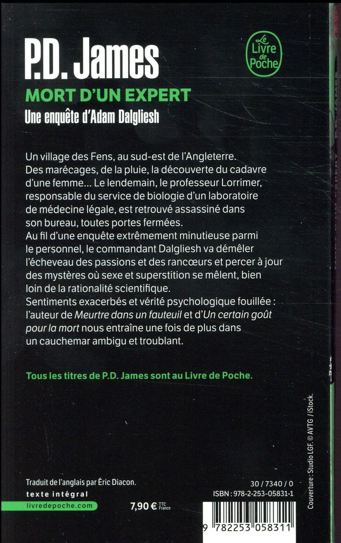 Quatrième de couverture de « MORT D'UN EXPERT »