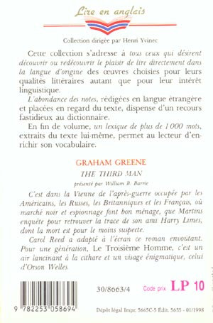 Quatrième de couverture de « THE THIRD MAN »