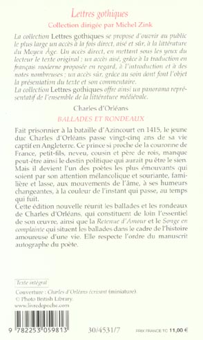 Quatrième de couverture de « BALLADES ET RONDEAUX »