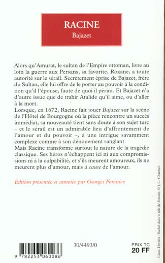 Quatrième de couverture de « BAJAZET »