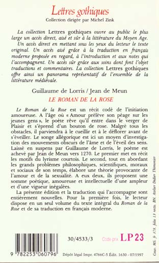 Quatrième de couverture de « LE ROMAN DE LA ROSE »