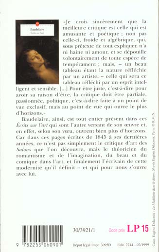 Quatrième de couverture de « ECRITS SUR L'ART »