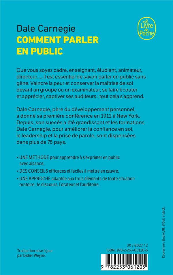 Quatrième de couverture de « COMMENT PARLER EN PUBLIC »
