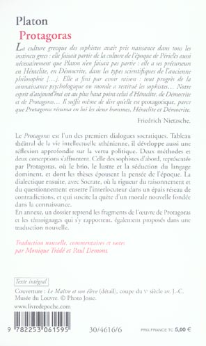 Quatrième de couverture de « PROTAGORAS »