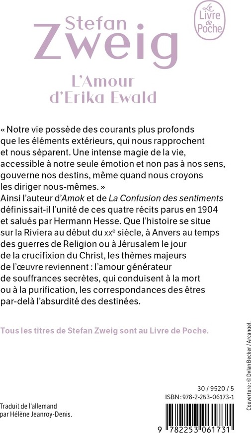 Quatrième de couverture de « L'AMOUR D'ERIKA EWALD »