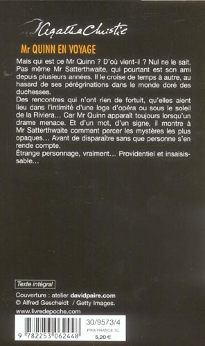 Quatrième de couverture de « Mr Quinn en voyage »