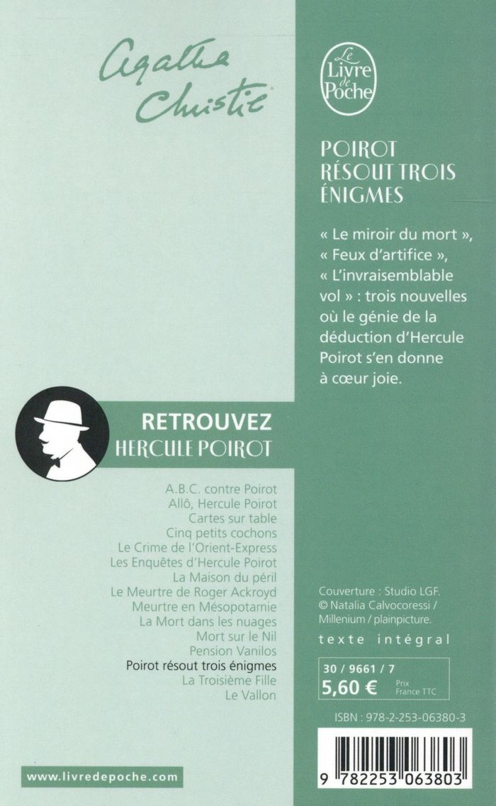 Quatrième de couverture de « POIROT RESOUT TROIS ENIGMES »
