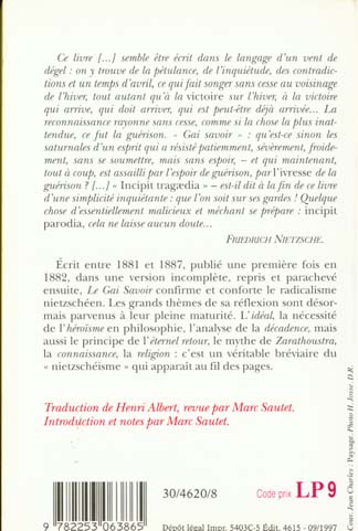 Quatrième de couverture de « LE GAI SAVOIR »