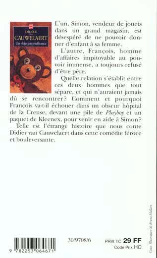 Quatrième de couverture de « UN OBJET EN SOUFFRANCE »