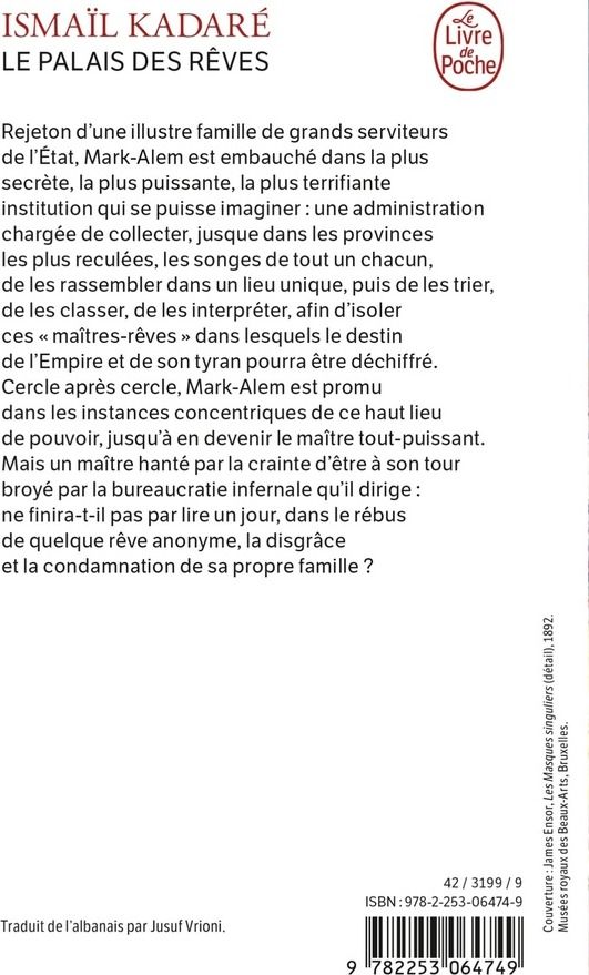 Quatrième de couverture de « LE PALAIS DES REVES »