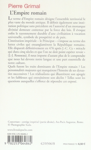 Quatrième de couverture de « L'EMPIRE ROMAIN - INEDIT »