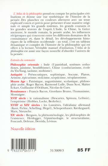 Quatrième de couverture de « ATLAS DE LA PHILOSOPHIE »