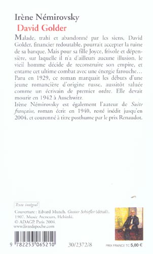 Quatrième de couverture de « DAVID GOLDER »