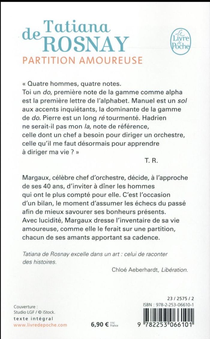 Quatrième de couverture de « Partition amoureuse »