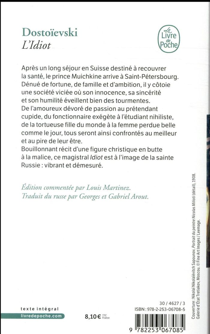 Quatrième de couverture de « L'IDIOT »