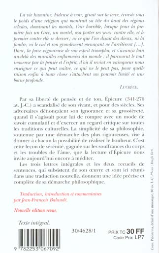 Quatrième de couverture de « LETTRES, MAXIMES, SENTENCES »