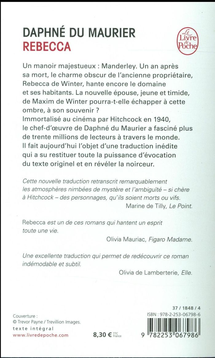 Quatrième de couverture de « REBECCA (NOUVELLE TRADUCTION) »