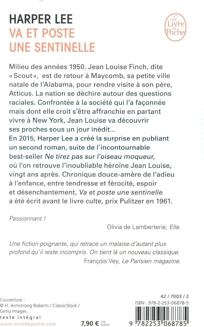 Quatrième de couverture de « Va et poste une sentinelle : roman »