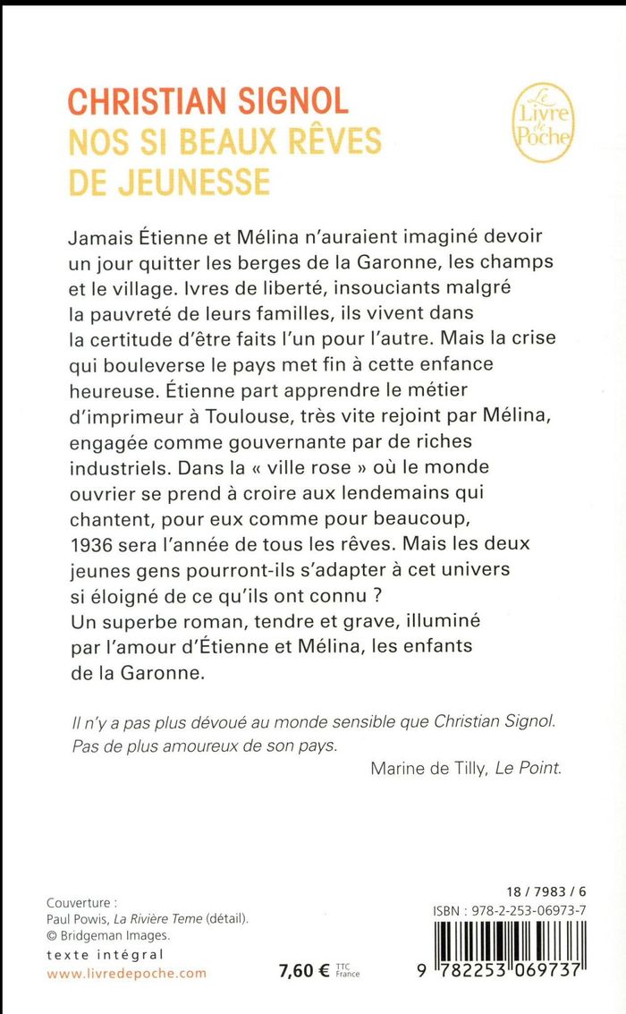 Quatrième de couverture de « Nos si beaux rêves de jeunesse : roman »