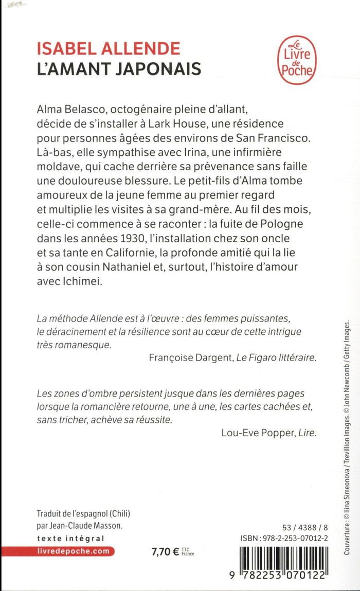 Quatrième de couverture de « L'amant japonais : roman »