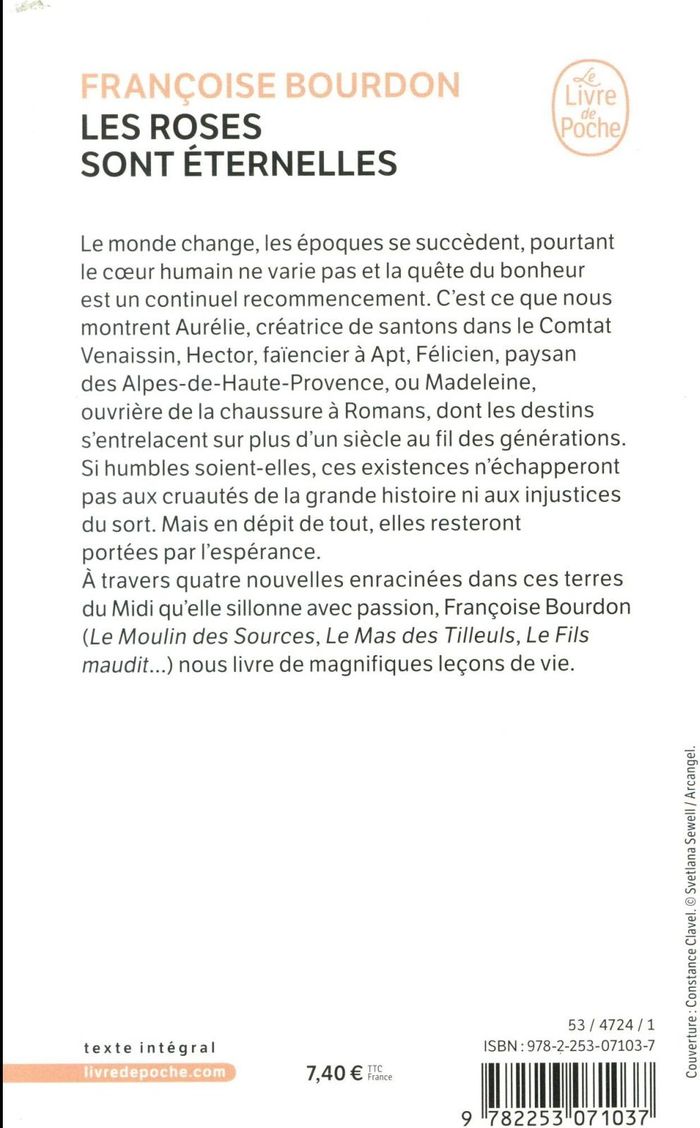 Quatrième de couverture de « Les roses sont éternelles »