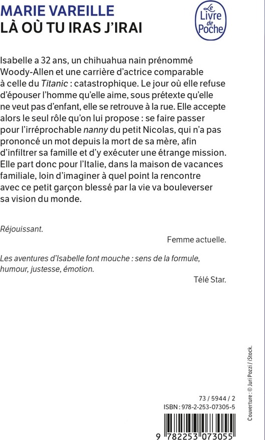 Quatrième de couverture de « LA OU TU IRAS J'IRAI »