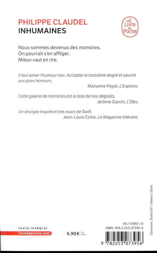 Quatrième de couverture de « Inhumaines : roman des moeurs contemporaines »