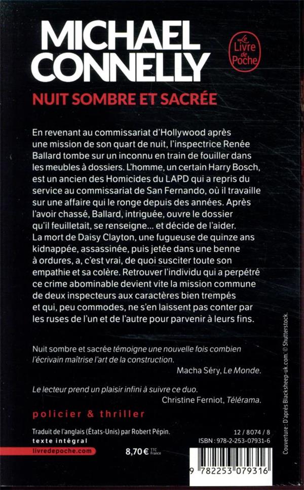 Quatrième de couverture de « Nuit sombre et sacrée : roman »