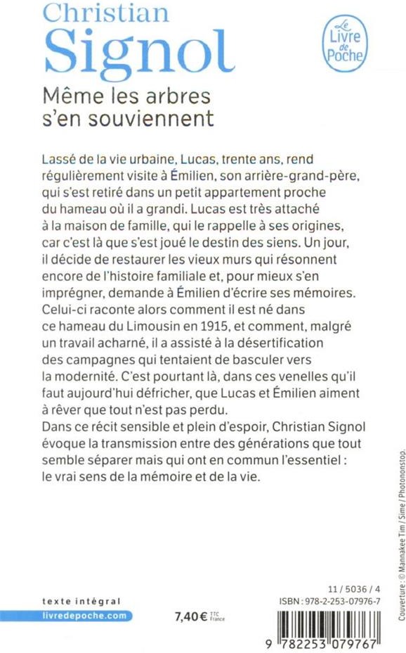 Quatrième de couverture de « Même les arbres s'en souviennent : roman »