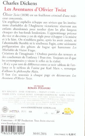 Quatrième de couverture de « LES AVENTURES D'OLIVER TWIST »
