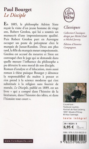 Quatrième de couverture de « LE DISCIPLE »