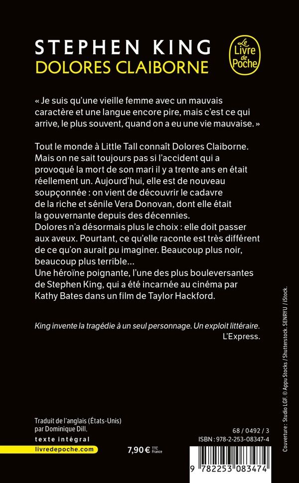 Quatrième de couverture de « Dolores Claiborne : roman »