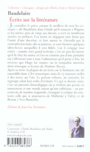 Quatrième de couverture de « ECRITS SUR LA LITTERATURE »