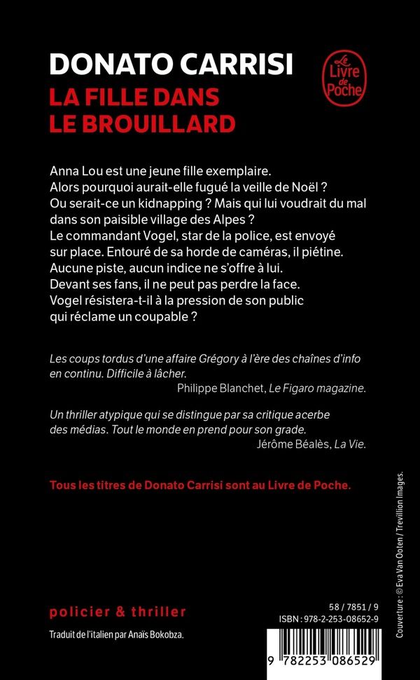 Quatrième de couverture de « LA FILLE DANS LE BROUILLARD »