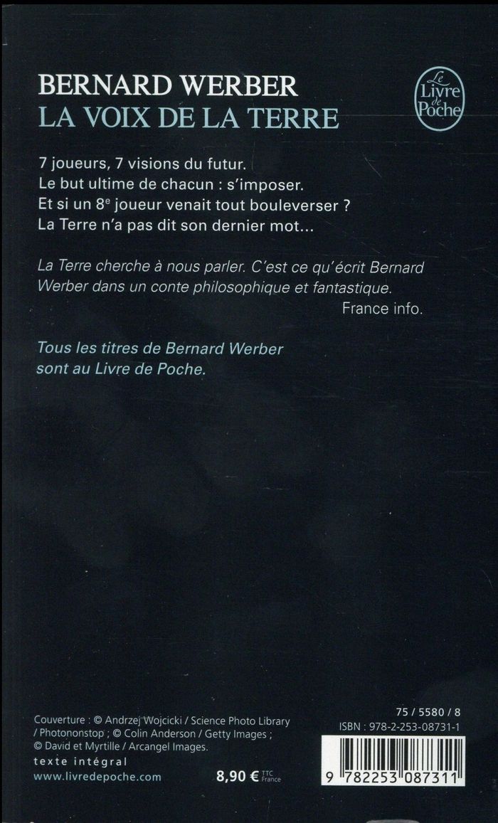 Quatrième de couverture de « La voix de la terre : roman »