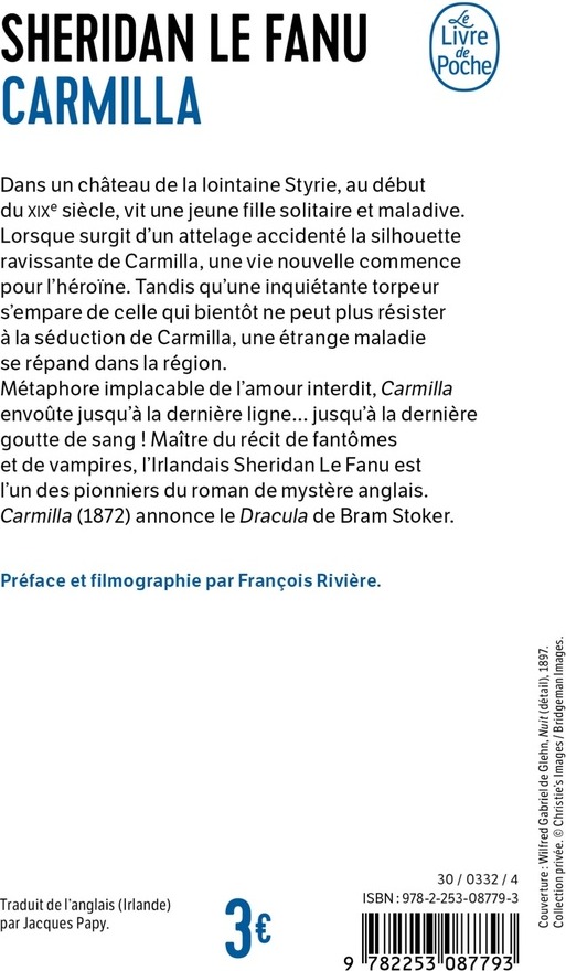 Quatrième de couverture de « CARMILLA »