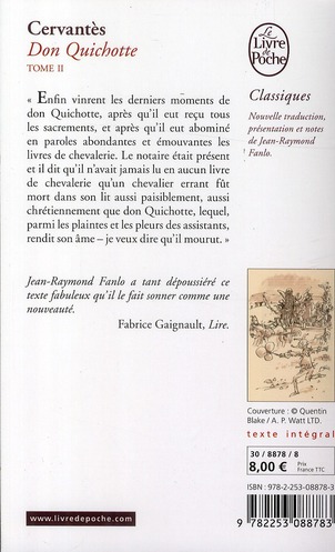 Quatrième de couverture de « DON QUICHOTTE (DON QUICHOTTE, TOME 2) »