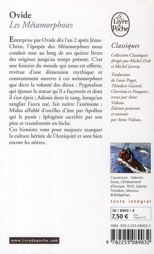 Quatrième de couverture de « LES METAMORPHOSES »