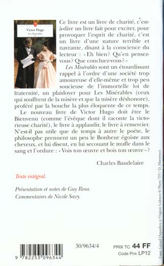 Quatrième de couverture de « LES MISERABLES ( LES MISERABLES, TOME 2) »
