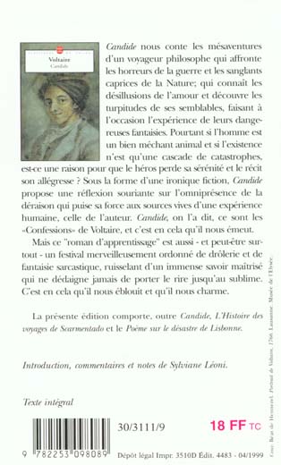 Quatrième de couverture de « CANDIDE »