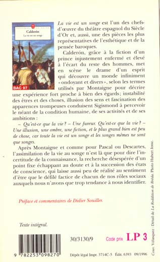 Quatrième de couverture de « LA VIE EST UN SONGE »