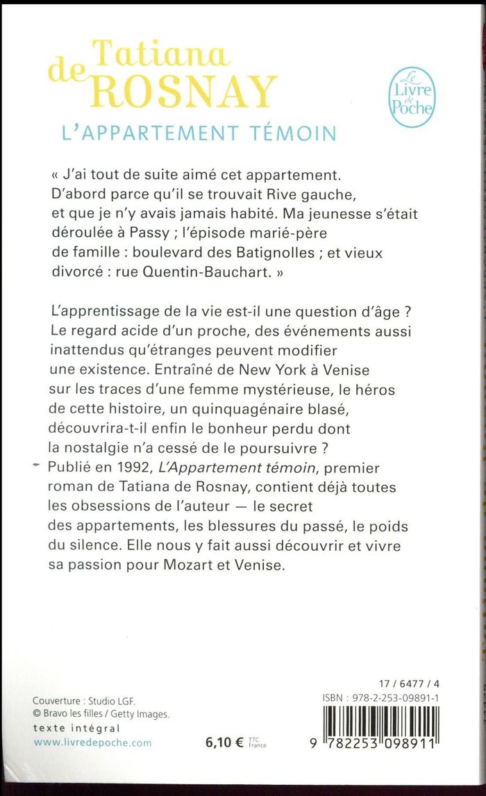 Quatrième de couverture de « L'appartement témoin : roman »