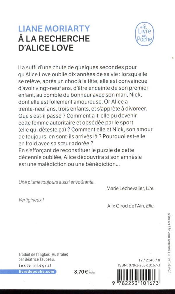 Quatrième de couverture de « À la recherche d'Alice Love : roman »