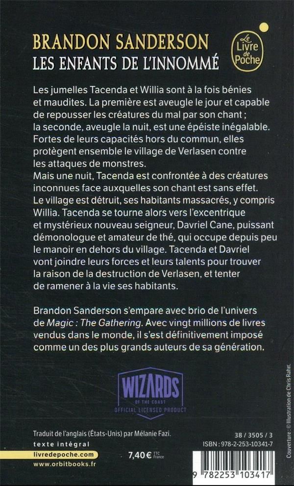 Quatrième de couverture de « Les enfants de l'innommé »