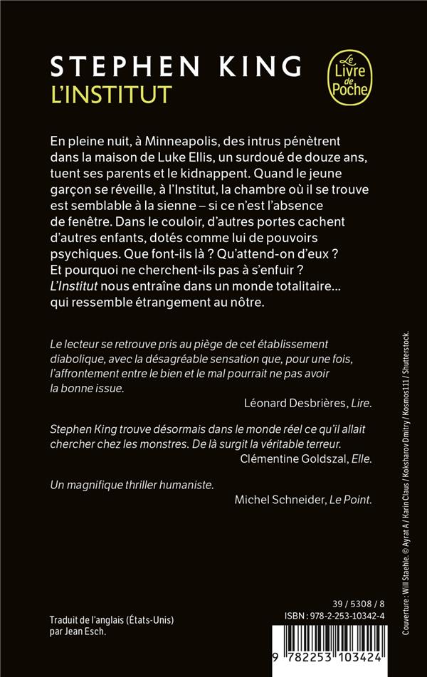 Quatrième de couverture de « L'INSTITUT »