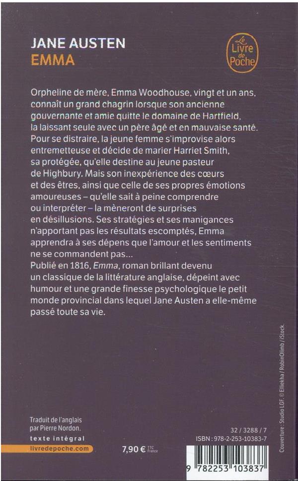 Quatrième de couverture de « Emma »