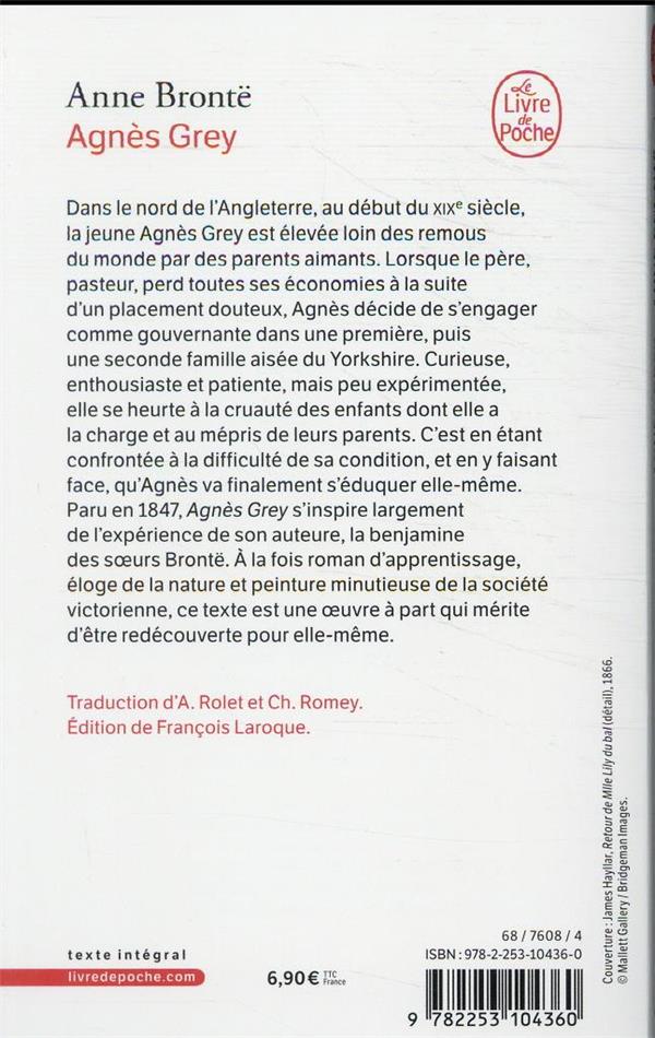 Quatrième de couverture de « AGNES GREY »
