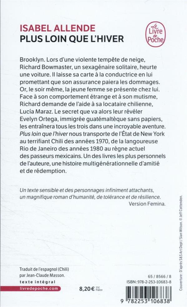 Quatrième de couverture de « Plus loin que l'hiver : roman »