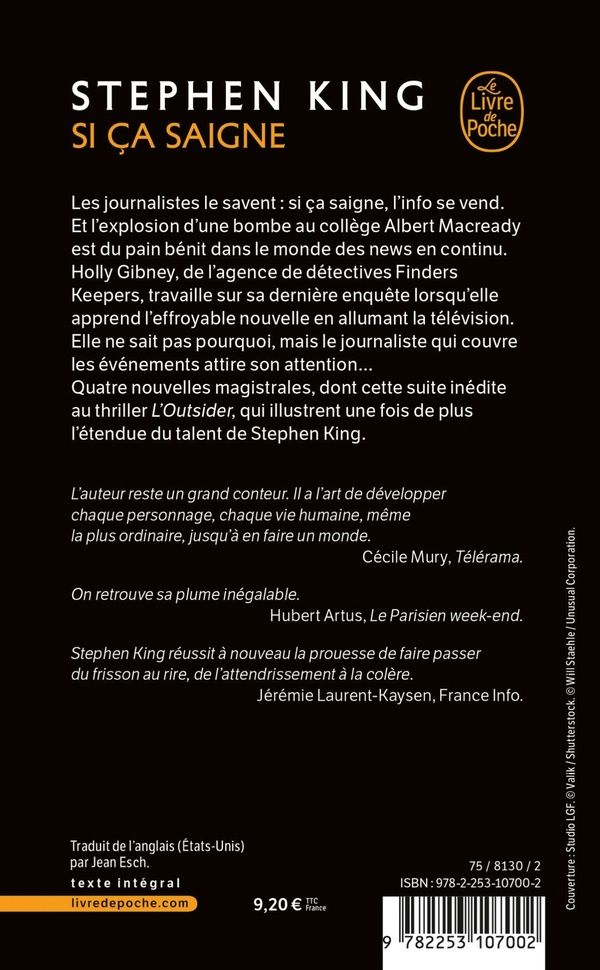 Quatrième de couverture de « Si ça saigne »