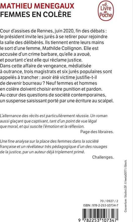 Quatrième de couverture de « FEMMES EN COLERE »